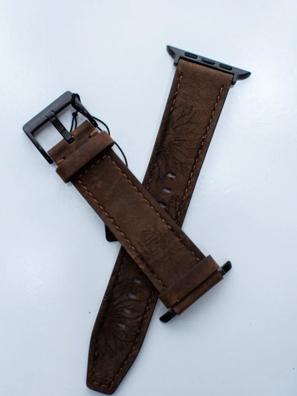 Bandsie Engraved Leather Apple Watch Band 45 44 49 42 38 41 40mm Coffee